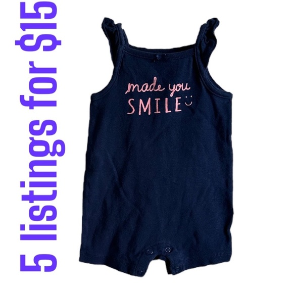 New Carter’s 6 Month Baby Girl ‘Made You Smile’ Romper One Piece Sleeveless - Picture 1 of 6